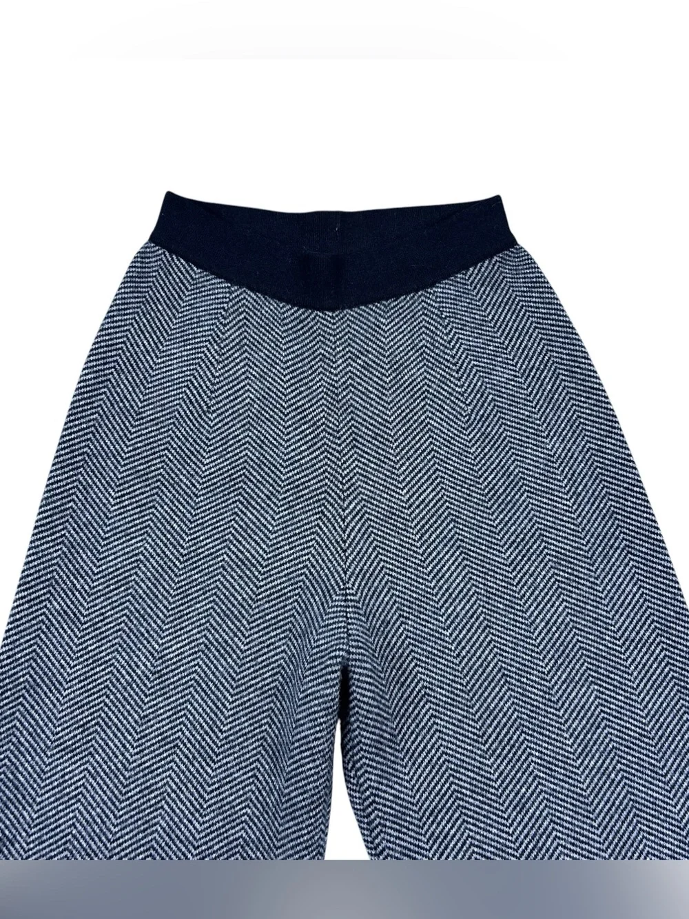 100% Cashmere Herringbone Wide Leg Pants Womens L Sheng Tang Peony Minimalist